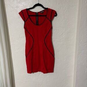 Express Red Mini Dress with Black Trim